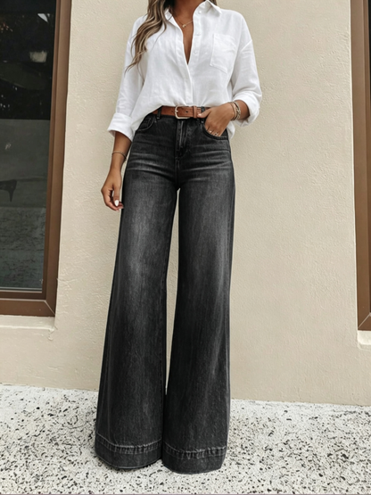 👖 Longer-Looking Legs, Easy Comfort | Women's Vintage High-Waisted Wide-Leg Jeans
