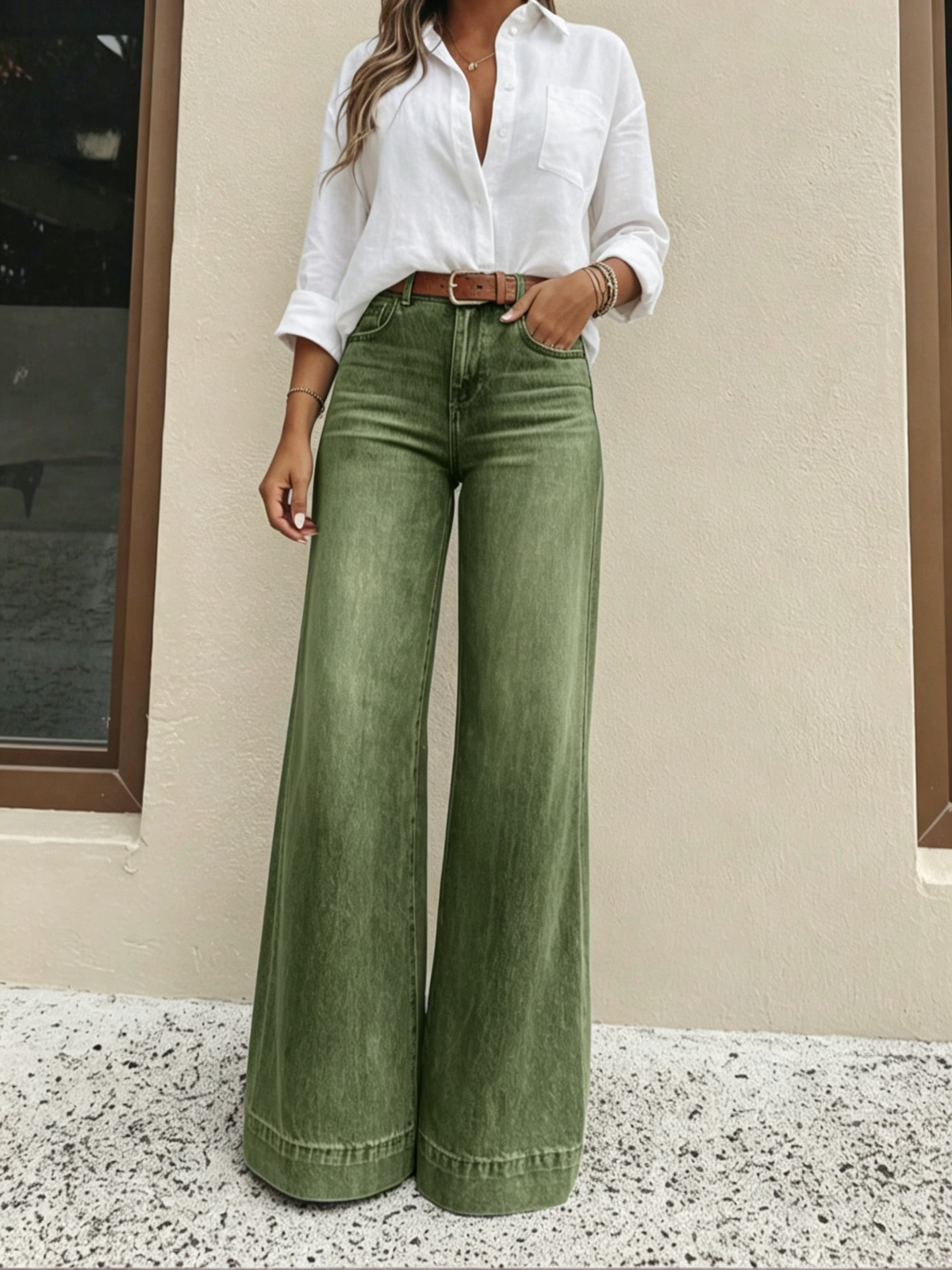 👖 Longer-Looking Legs, Easy Comfort | Women's Vintage High-Waisted Wide-Leg Jeans