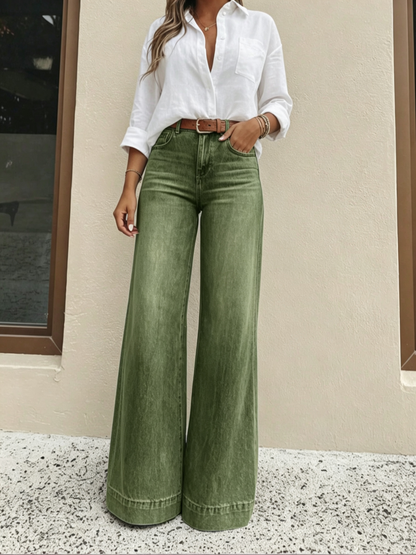 👖 Longer-Looking Legs, Easy Comfort | Women's Vintage High-Waisted Wide-Leg Jeans