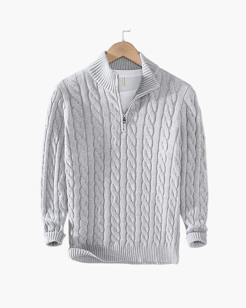 Cotton Cable Knit Half-Zip Sweater