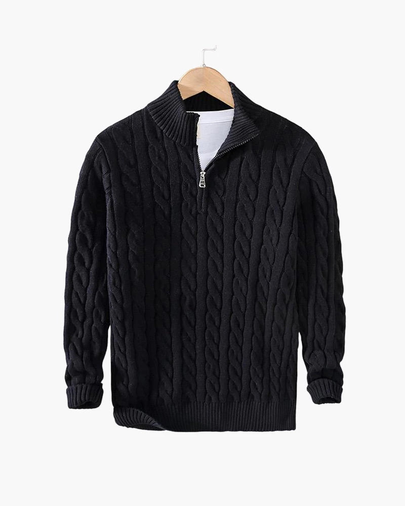 Cotton Cable Knit Half-Zip Sweater