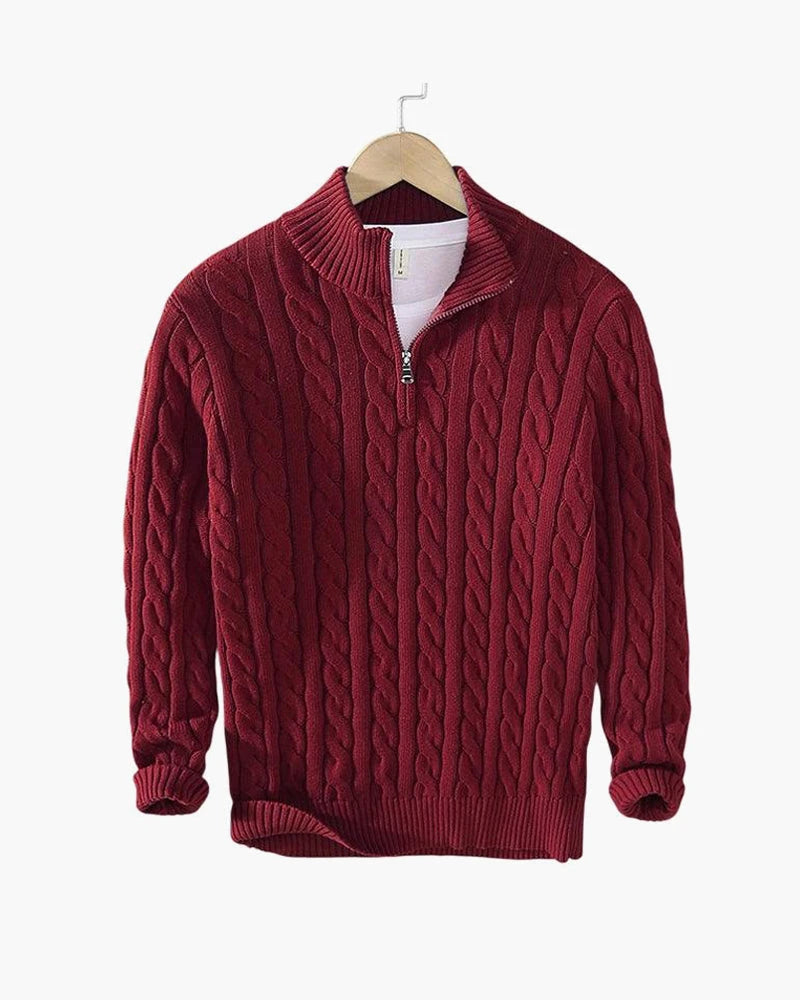 Cotton Cable Knit Half-Zip Sweater