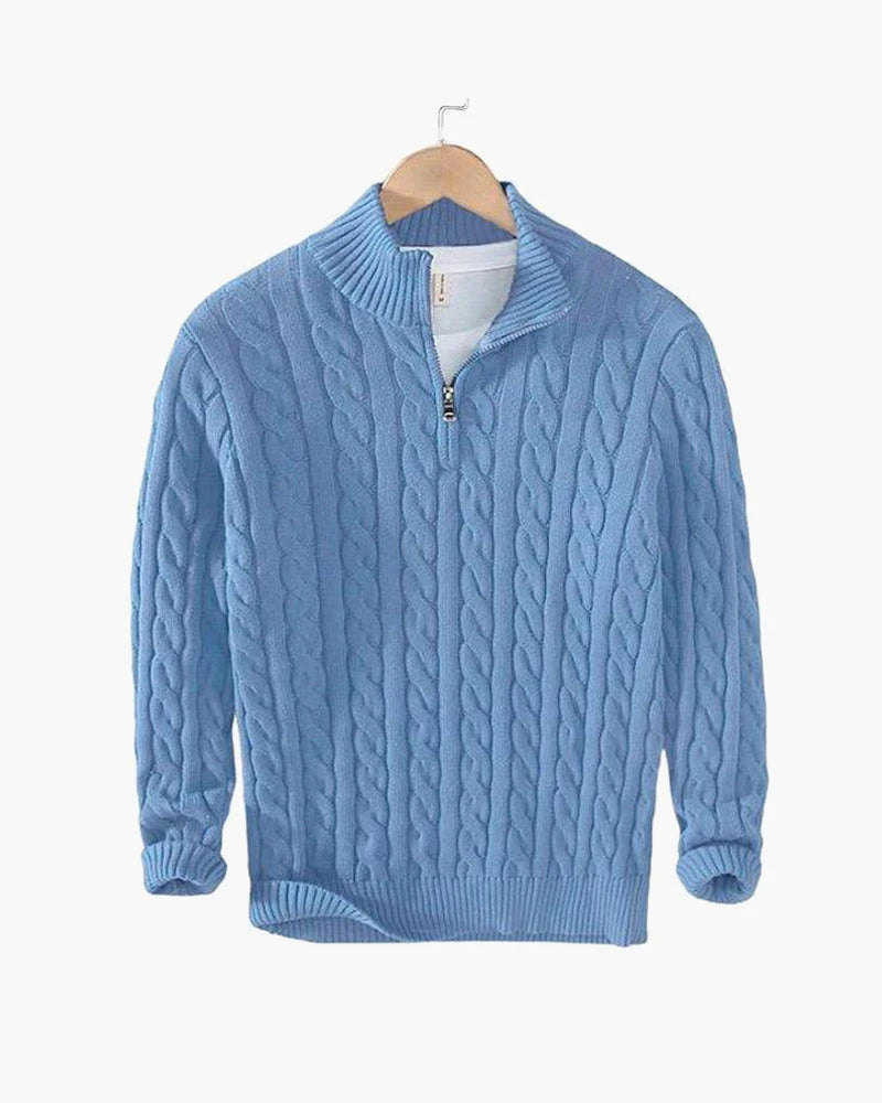 Cotton Cable Knit Half-Zip Sweater