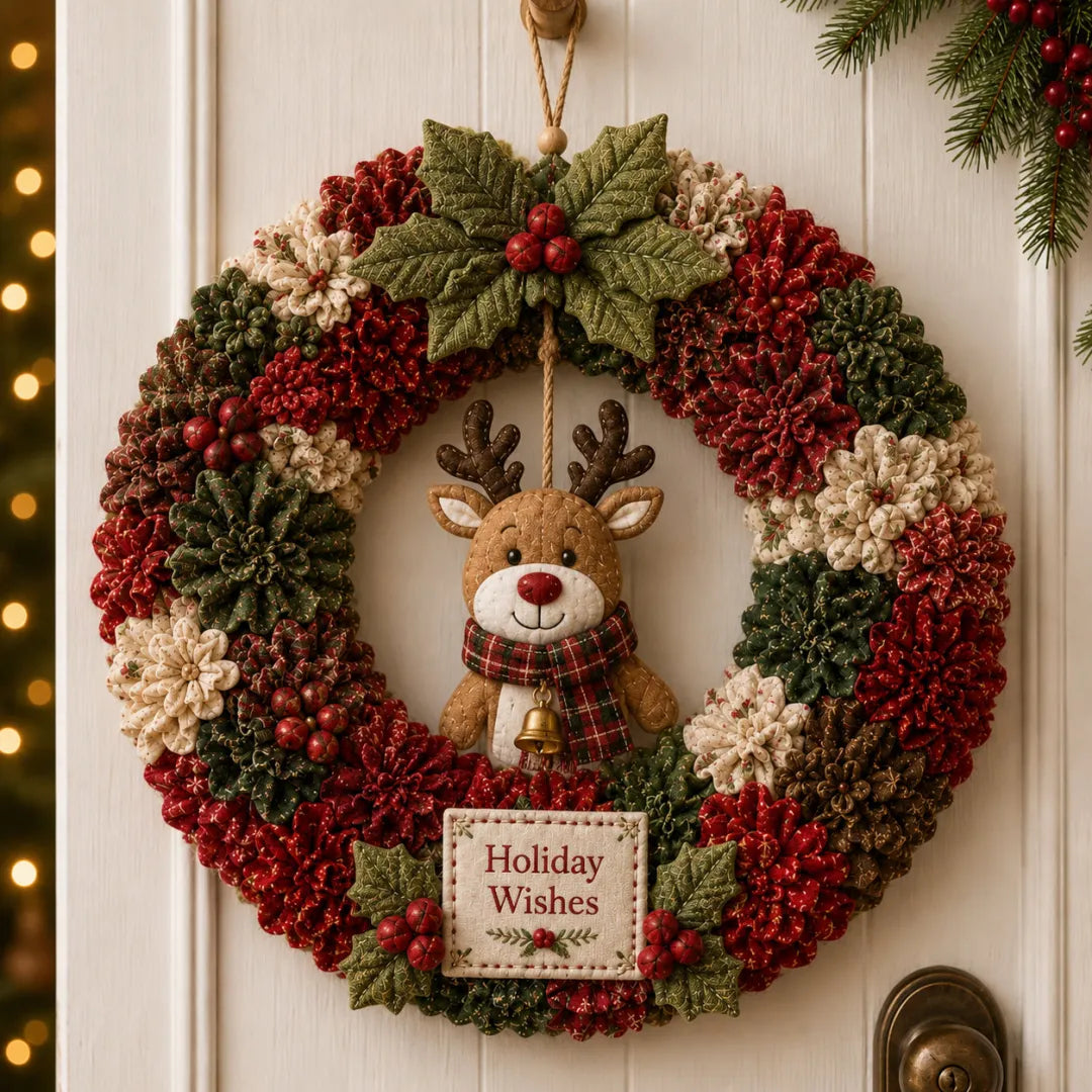 🔥49% OFF – Last Day! 🎄 3D Fabric Embroidery Wreath DIY Kit