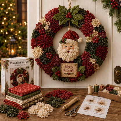 🔥49% OFF – Last Day! 🎄 3D Fabric Embroidery Wreath DIY Kit