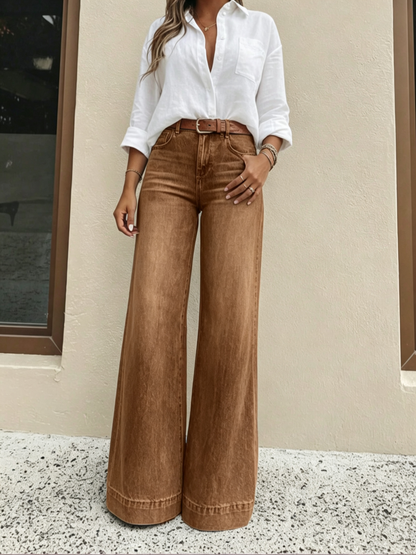 👖 Longer-Looking Legs, Easy Comfort | Women's Vintage High-Waisted Wide-Leg Jeans
